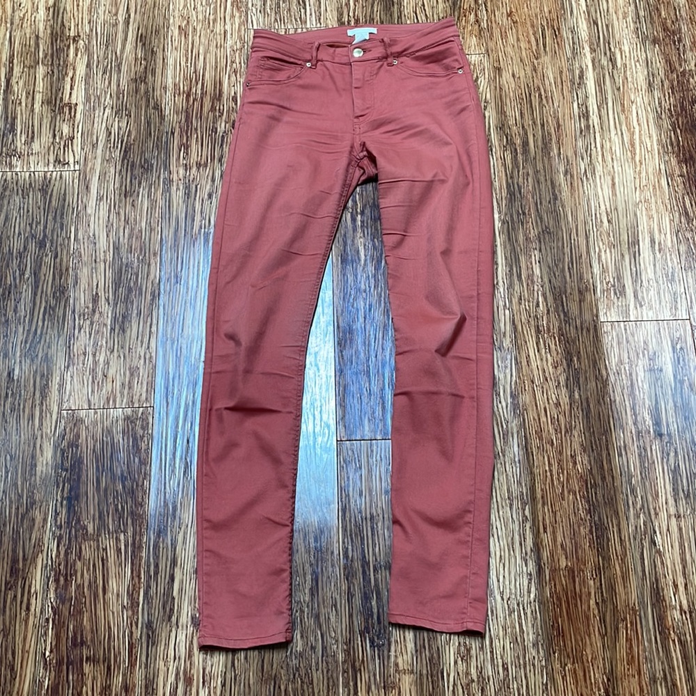 H&M burnt orange cotton skinny pants size 4 - Picture 4 of 7